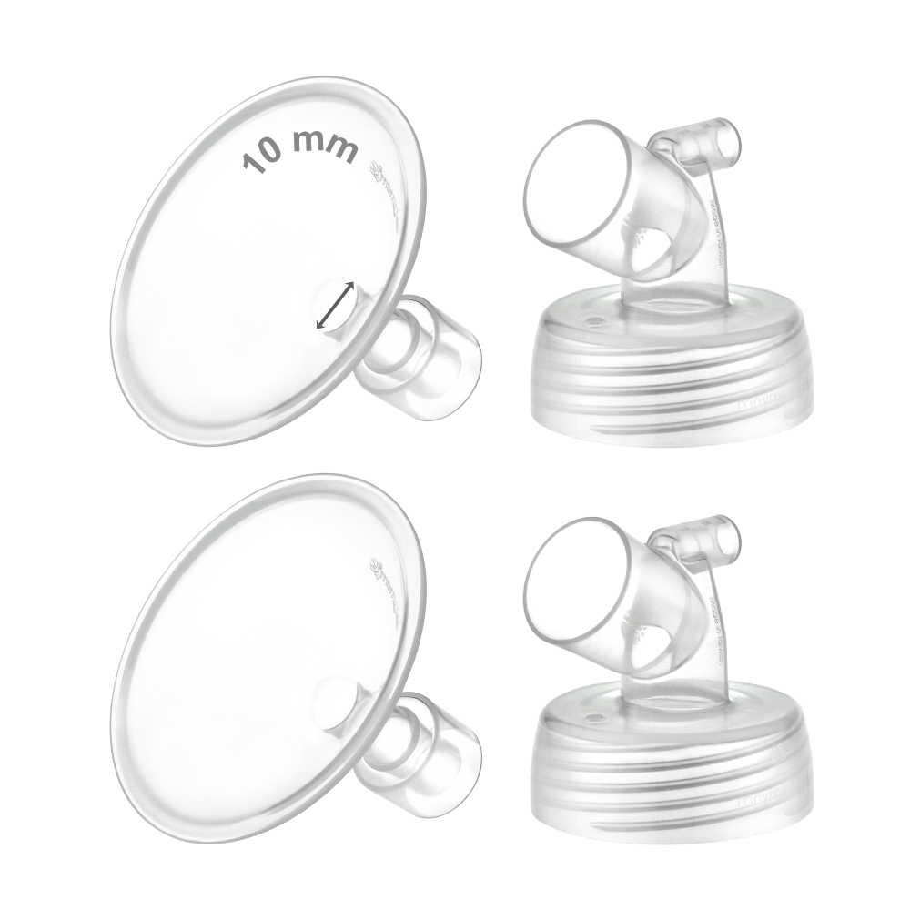 (image for) Maymom Two-Piece Wide Neck Pump Parts for Spectra S1/S2 Pumps; Incl Wide Mouth Flanges; Not Original Spectra Flange (10 mm Two Flanges)