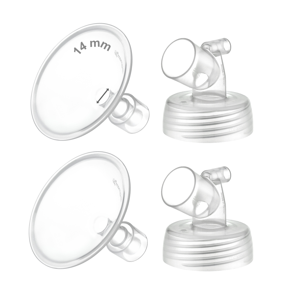 (image for) Maymom Two-Piece Wide Neck Pump Parts for Spectra S1/S2 Pumps; Incl Wide Mouth Flanges; Not Original Spectra Flange (14 mm Two Flanges)