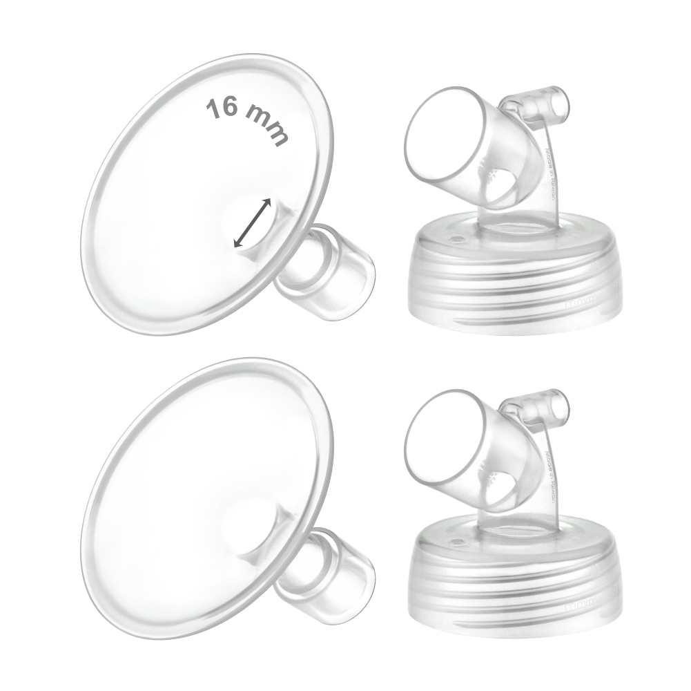 (image for) Maymom Two-Piece Wide Neck Pump Parts for Spectra S1/S2 Pumps; Incl Wide Mouth Flanges; Not Original Spectra Flange (16 mm Two Flanges)