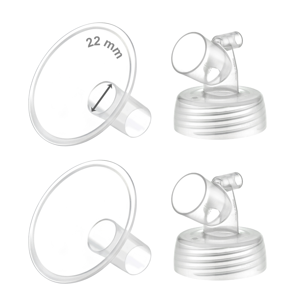 (image for) Maymom Two-Piece Wide Neck Pump Parts for Spectra S1/S2 Pumps; Incl Wide Mouth Flanges; Not Original Spectra Flange (22 mm Two Flanges)