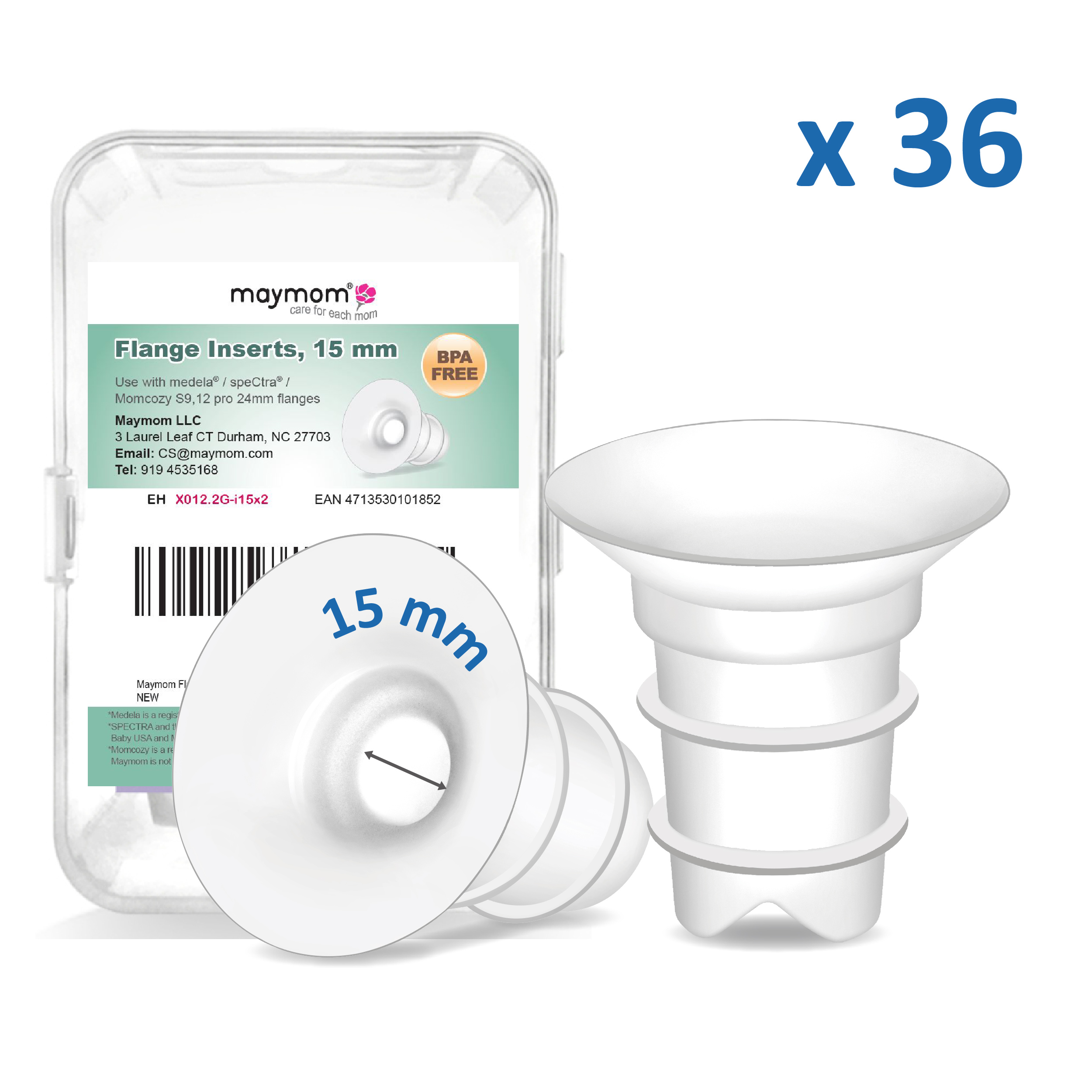 Maymom Flange Inserts 15mm Compatible with Spectra, Medela 24 mm Shields, Momcozy S9 Pro/S12 Pro, Willow Wearable Cup. Compatible with Medela Freestyle, Harmony; 36 packs/kit, for USA ONLY (image for) Maymom Flange Inserts 15mm Compatible with Spectra, Medela 24 mm Shields, Momcozy S9 Pro/S12 Pro, Willow Wearable Cup. Compatible with Medela Freestyle, Harmony; 36 packs/kit, for USA ONLY