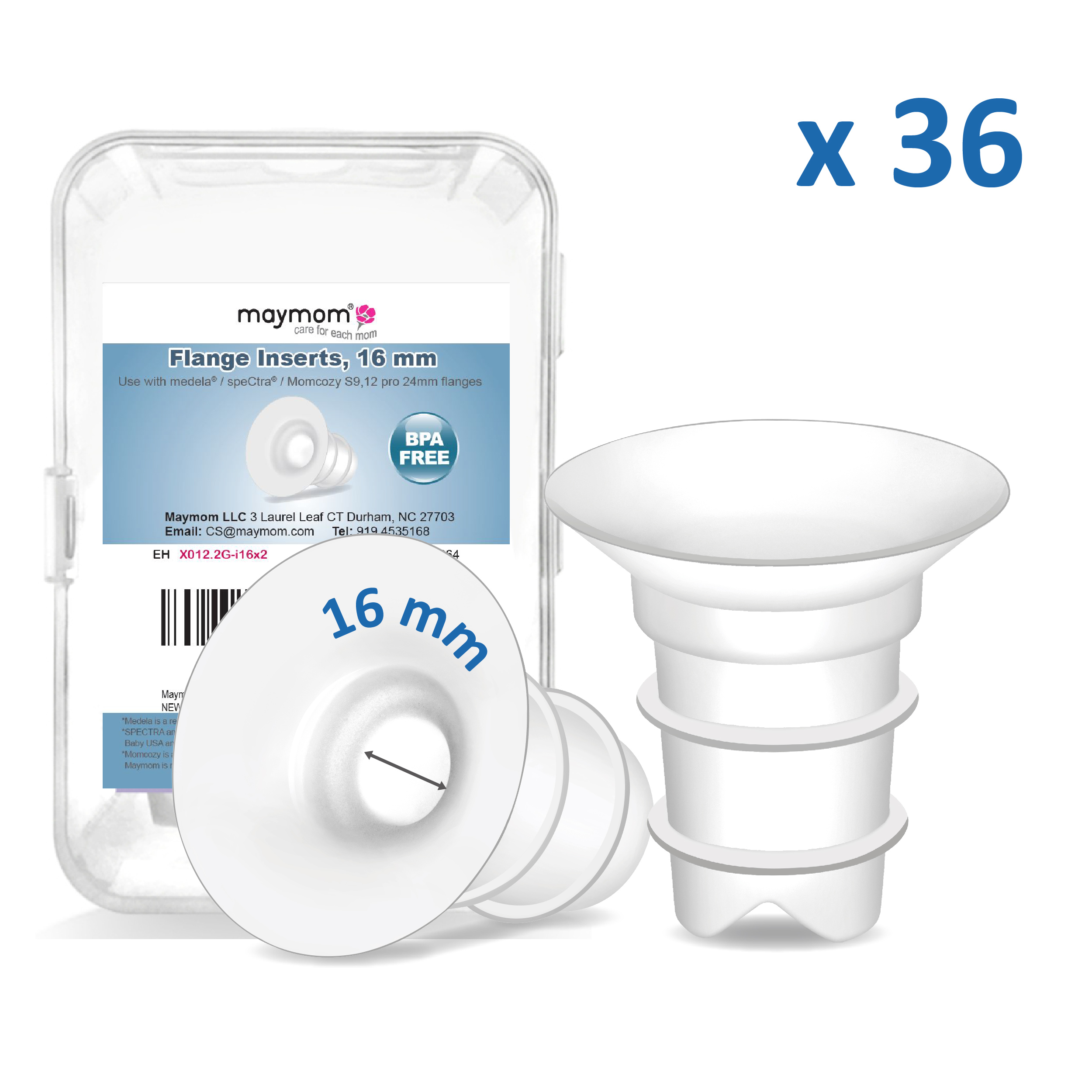 Maymom Flange Inserts 16mm Compatible with Spectra, Medela 24 mm Shields, Momcozy S9 Pro/S12 Pro, Willow Wearable Cup. Compatible with Medela Freestyle, Harmony; 36 packs/kit, for USA ONLY (image for) Maymom Flange Inserts 16mm Compatible with Spectra, Medela 24 mm Shields, Momcozy S9 Pro/S12 Pro, Willow Wearable Cup. Compatible with Medela Freestyle, Harmony; 36 packs/kit, for USA ONLY